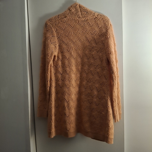 Christopher & Banks Women's Open Front Crochet Sweater In Peach Color - Picture 2 of 8